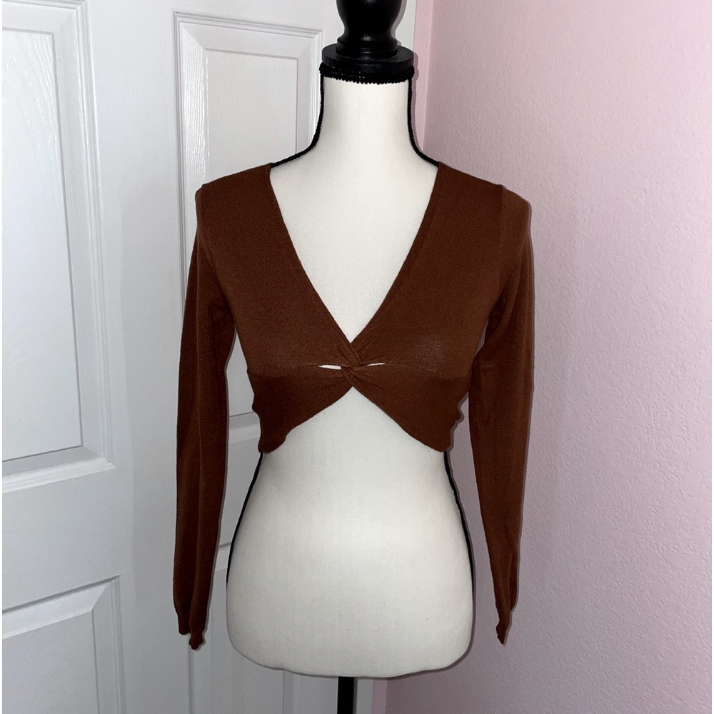 Brown crop top, size M